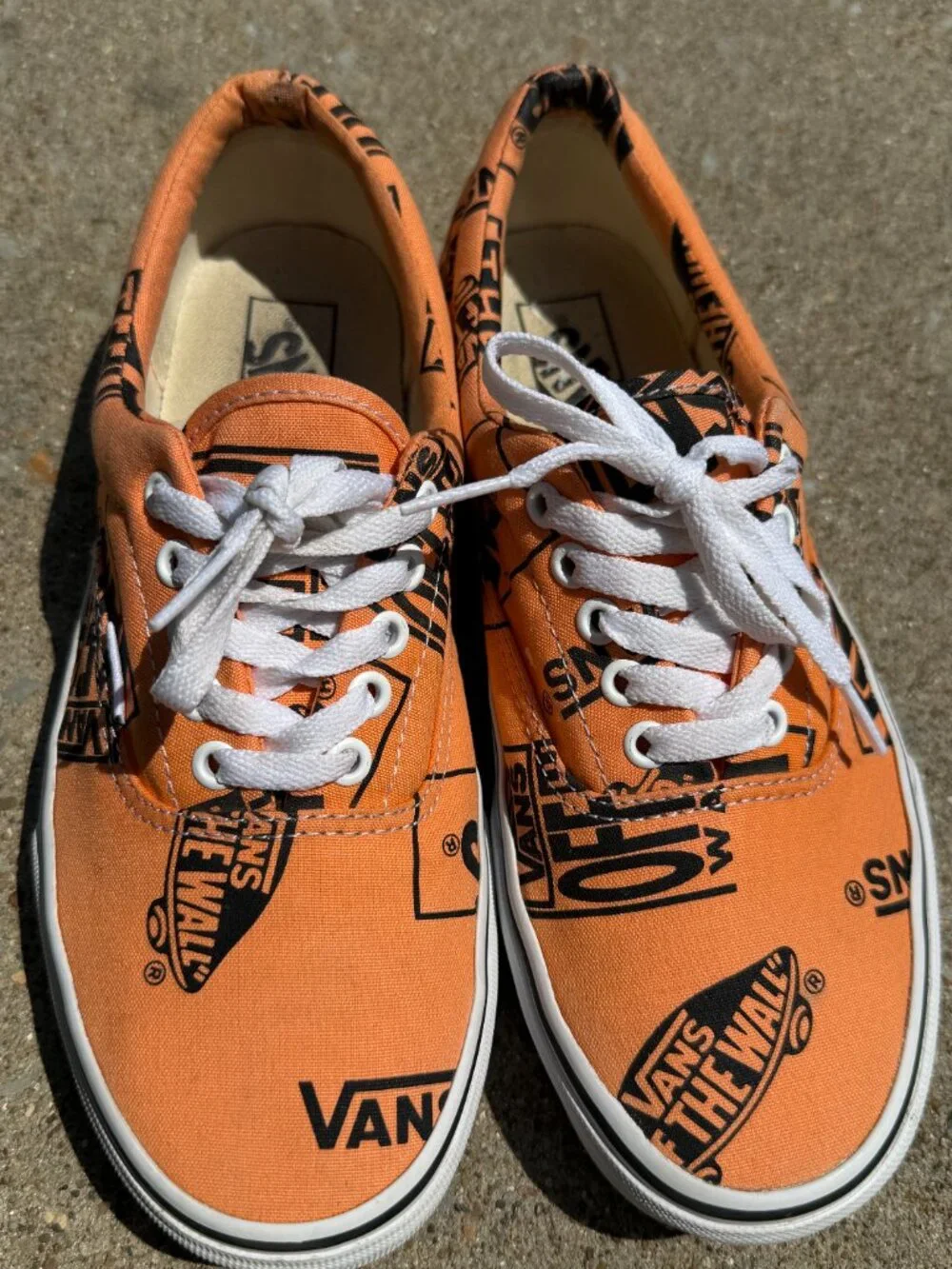 Vans Era Mens 8.5 Womens 10 Orange Logo Print Y2K Skater Streetwear Shoes 4046